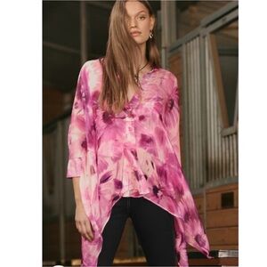 NEW JOHNNY WAS women's katia oversized blouse in auroria (pink) size S - M